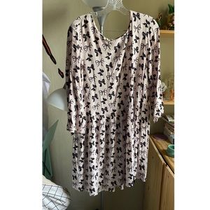 H&M+ bow 3/4 sleeved gather waist dress plus size